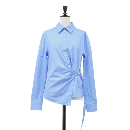 ポプリン アシンメトリー シャツ / ブラウス 長袖 レギュラーカラー The M wave コットン