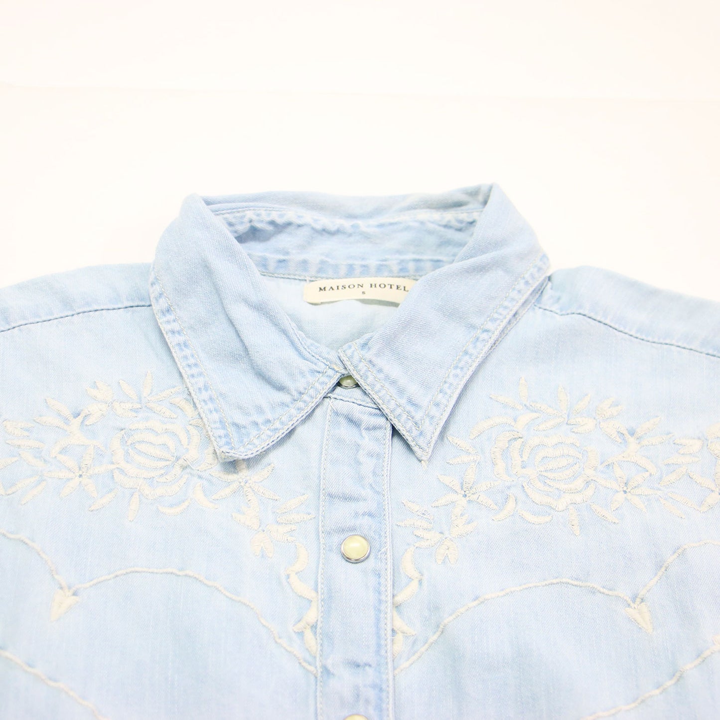 25春夏 ノースリーブ ウエスタンシャツ / TEXAS SUN ブラウス レギュラーカラー 刺繍 ダンガリー コットン