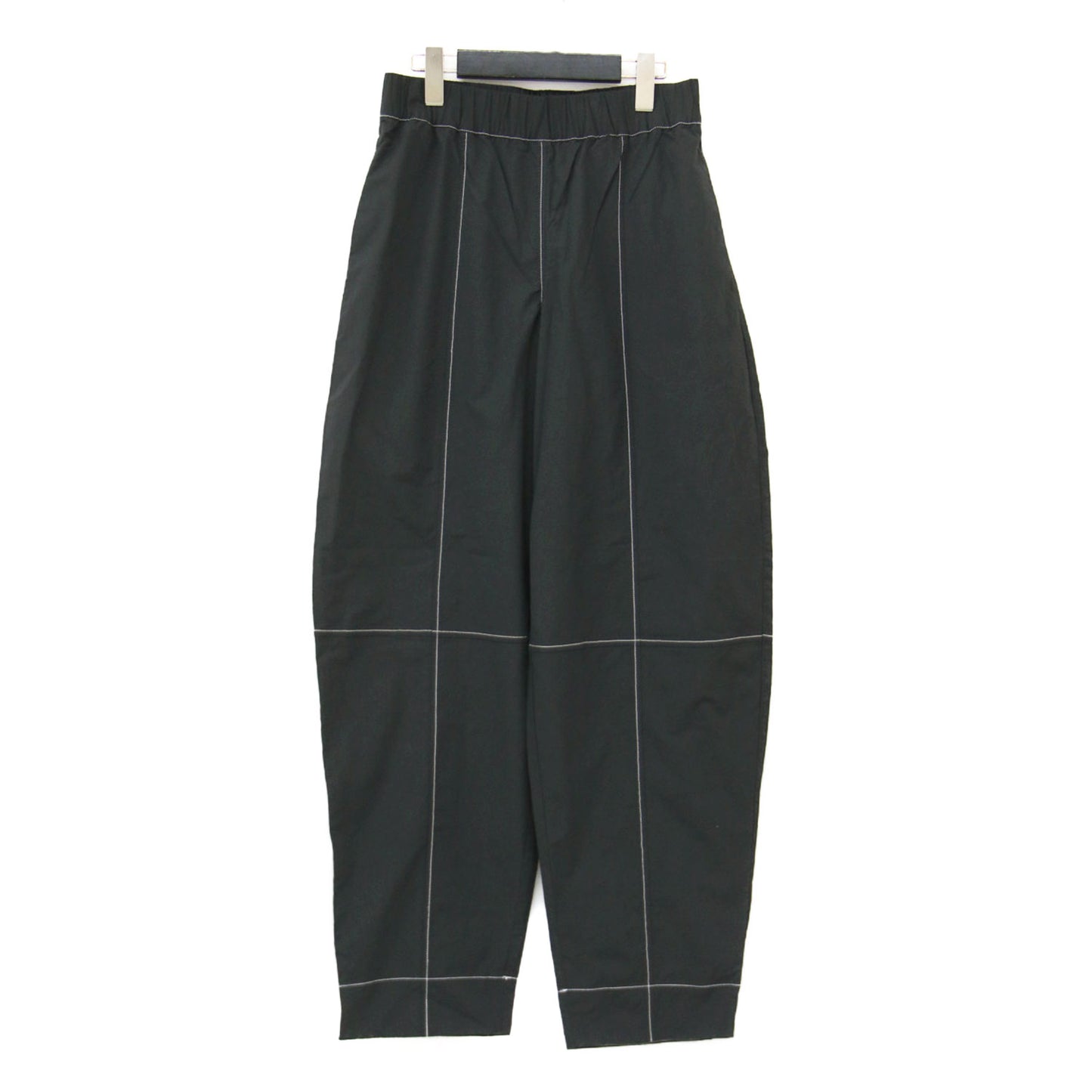 コットン クレープ カーブ パンツ / Cotton Crepe Elasticated Curve Pants テーパード ウエストゴム ステッチ