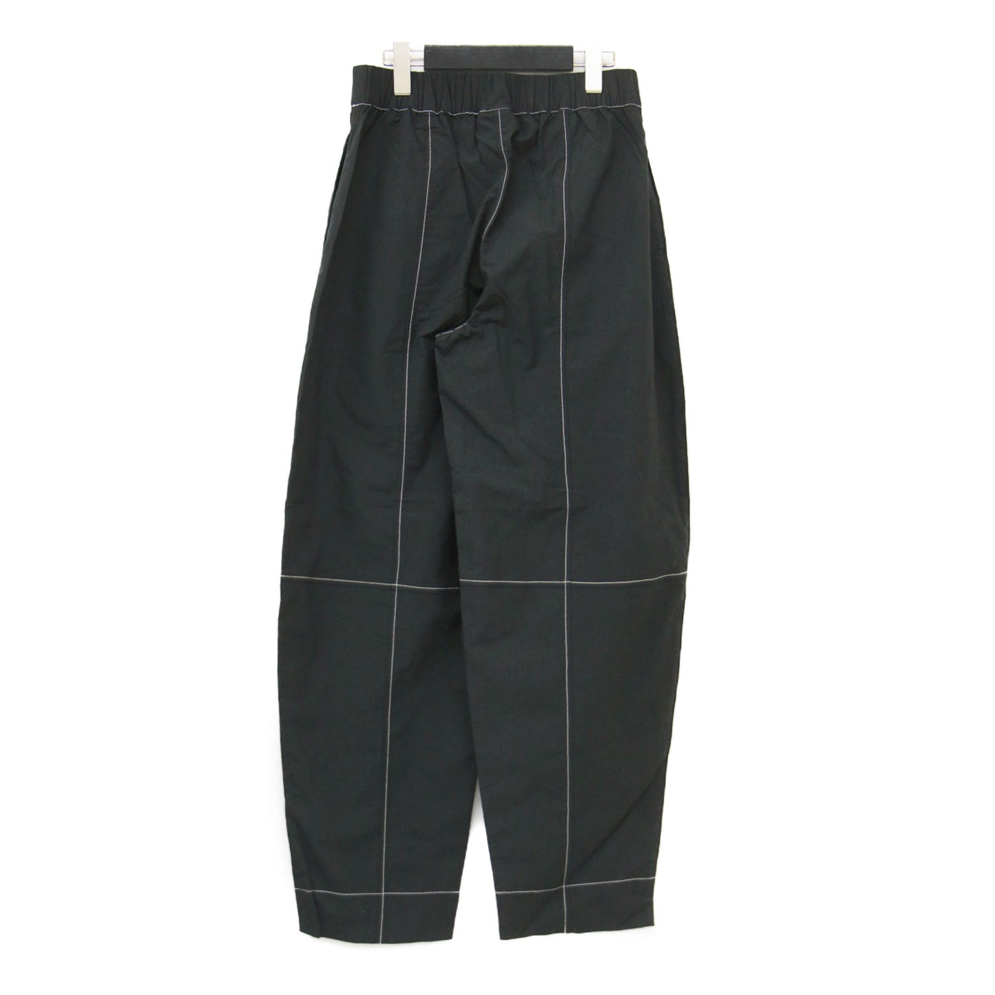 コットン クレープ カーブ パンツ / Cotton Crepe Elasticated Curve Pants テーパード ウエストゴム ステッチ