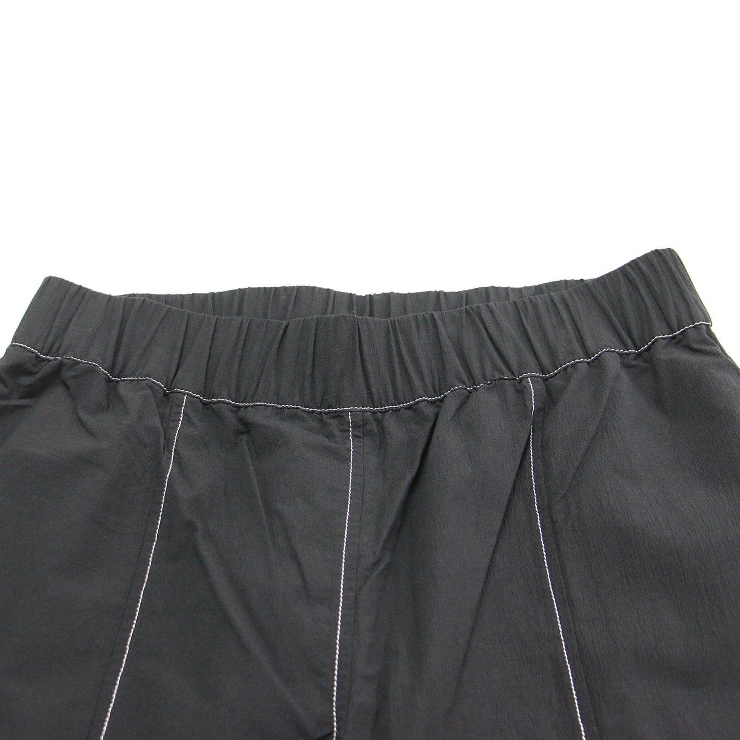 コットン クレープ カーブ パンツ / Cotton Crepe Elasticated Curve Pants テーパード ウエストゴム ステッチ