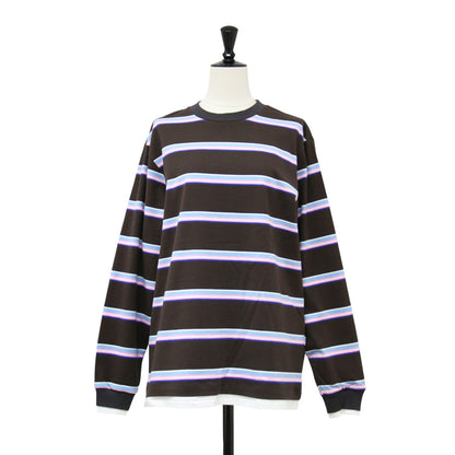 25秋冬 コットン ボーダー レイヤード 長袖 Tシャツ / COTTON BORDER LAYERED L/S T-SHIRT カットソー クルーネック ロングスリーブ