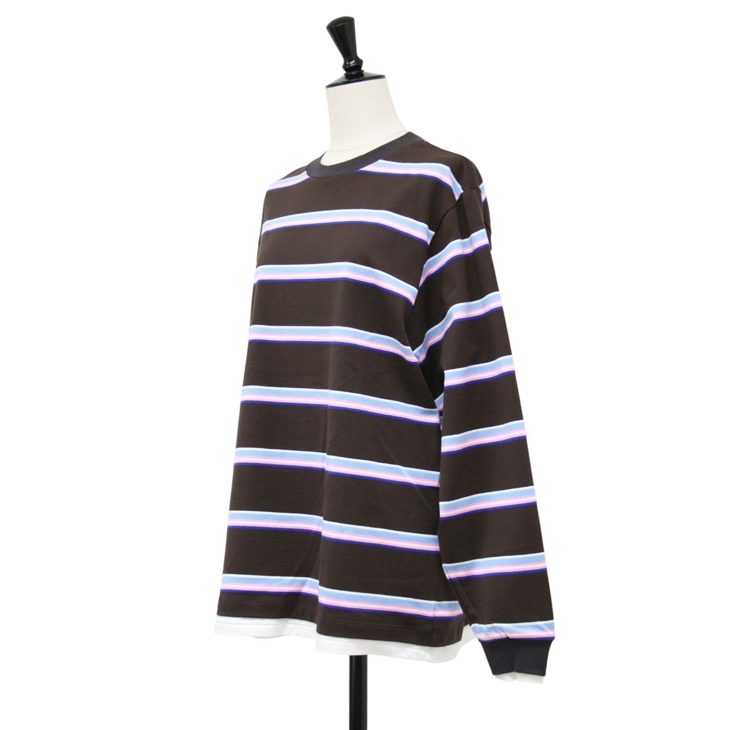 25秋冬 コットン ボーダー レイヤード 長袖 Tシャツ / COTTON BORDER LAYERED L/S T-SHIRT カットソー クルーネック ロングスリーブ