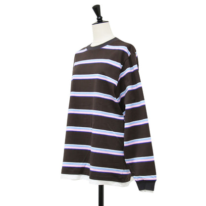 25秋冬 コットン ボーダー レイヤード 長袖 Tシャツ / COTTON BORDER LAYERED L/S T-SHIRT カットソー クルーネック ロングスリーブ