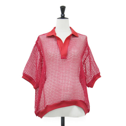 26春夏 スクエア メッシュ スキッパー ポロ / SQUARE MESH SKIPPER POLO シャツ プルオーバー コットン