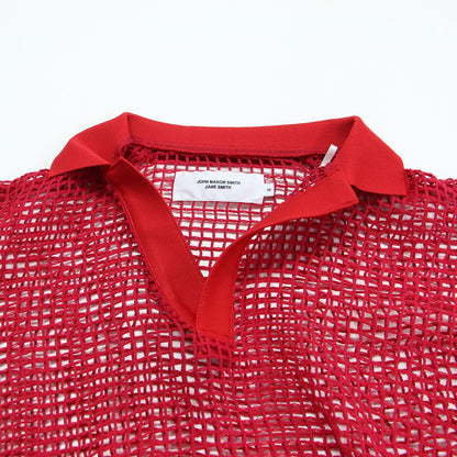 26春夏 スクエア メッシュ スキッパー ポロ / SQUARE MESH SKIPPER POLO シャツ プルオーバー コットン