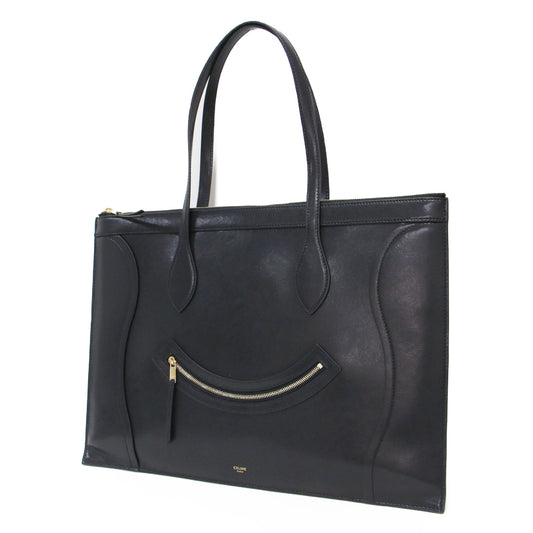 フラットラゲージ グロッシーカーフスキン トートバッグ / ハンドバッグ 肩掛け スマイルフェイス ファスナー