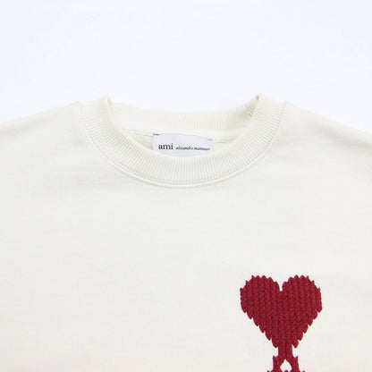 26春夏 コットン ロゴ 刺繍 スウェットシャツ / Ami De Coeur スウェット 長袖 クルーネック ワイド ドロップショルダー