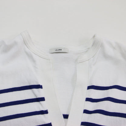 25秋冬 ヘンリーネック ボーダー プルオーバー / WIDE HENRY NECK BORDER TOPS 長袖 ワイド ドロップショルダー コットン