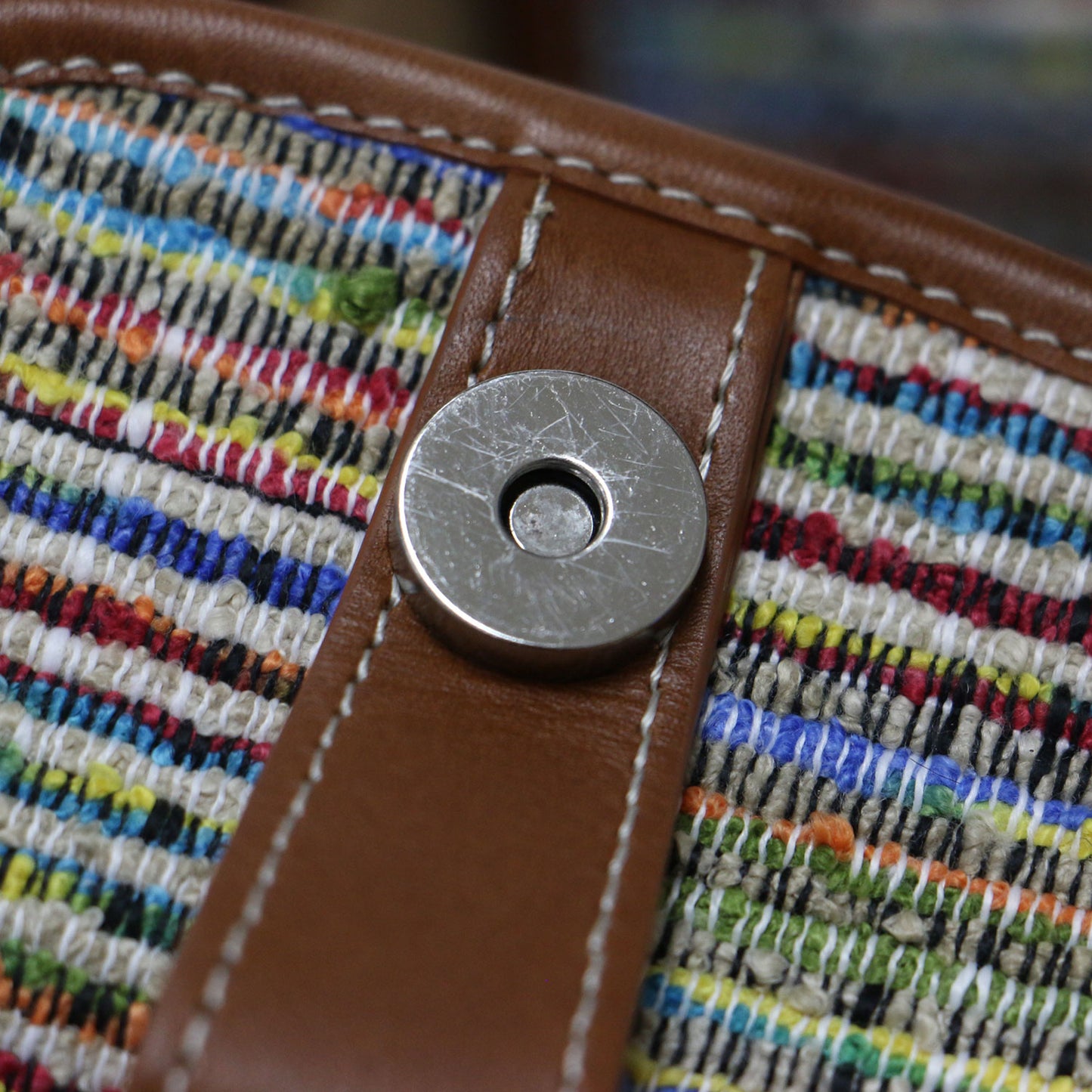 × IENA 別注 25秋冬 シーソー かご ハンドバッグ / SEE SAW BAG LINE CHECK ワンハンドル ツイード ボーダー ラインチェック 牛革
