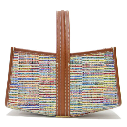 × IENA 別注 25秋冬 シーソー かご ハンドバッグ / SEE SAW BAG LINE CHECK ワンハンドル ツイード ボーダー ラインチェック 牛革
