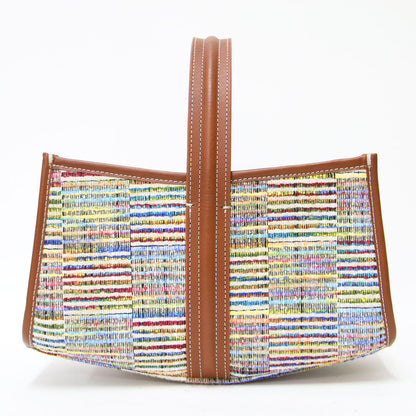 × IENA 別注 25秋冬 シーソー かご ハンドバッグ / SEE SAW BAG LINE CHECK ワンハンドル ツイード ボーダー ラインチェック 牛革