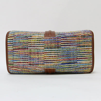 × IENA 別注 25秋冬 シーソー かご ハンドバッグ / SEE SAW BAG LINE CHECK ワンハンドル ツイード ボーダー ラインチェック 牛革