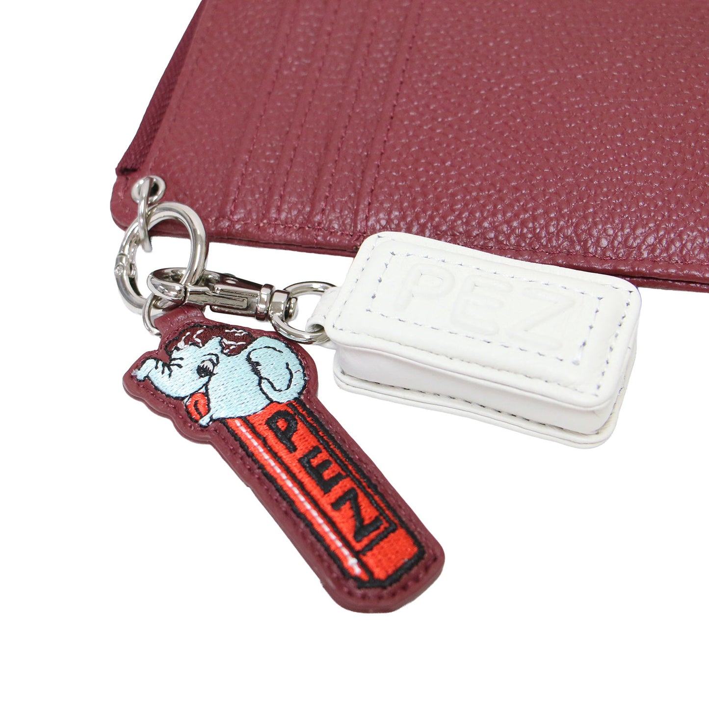 × PEZ 25秋冬 本革フラグメントケース / キーケース 財布 スクエア型 チャーム 刺繍 牛革