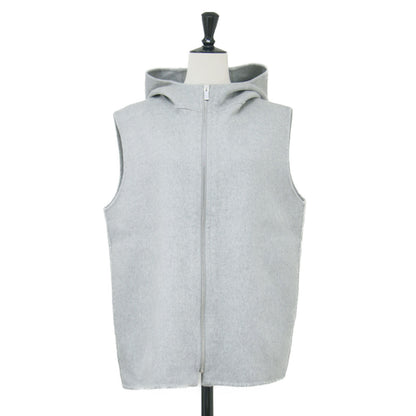 25秋冬 ダブルフェイス ジップアップ ベスト / New Divide GC Zip Up Vest ジレ ノースリーブ ミドル丈 ハイネック メタルジップ ウール カシミヤ