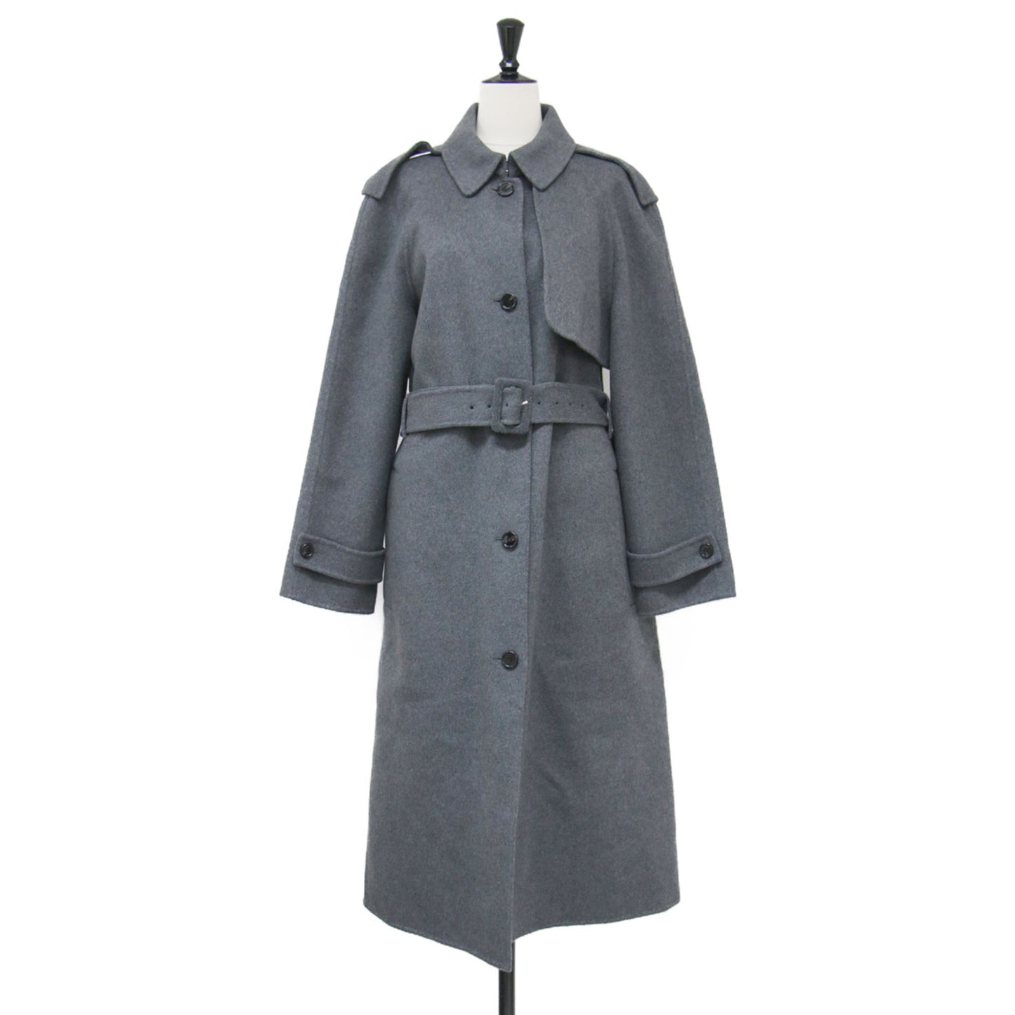 25秋冬 ベルト付き リバーコート / New Divide GC Trench Coat ロング丈 ダブルフェイス Iライン スリット ウール カシミヤ