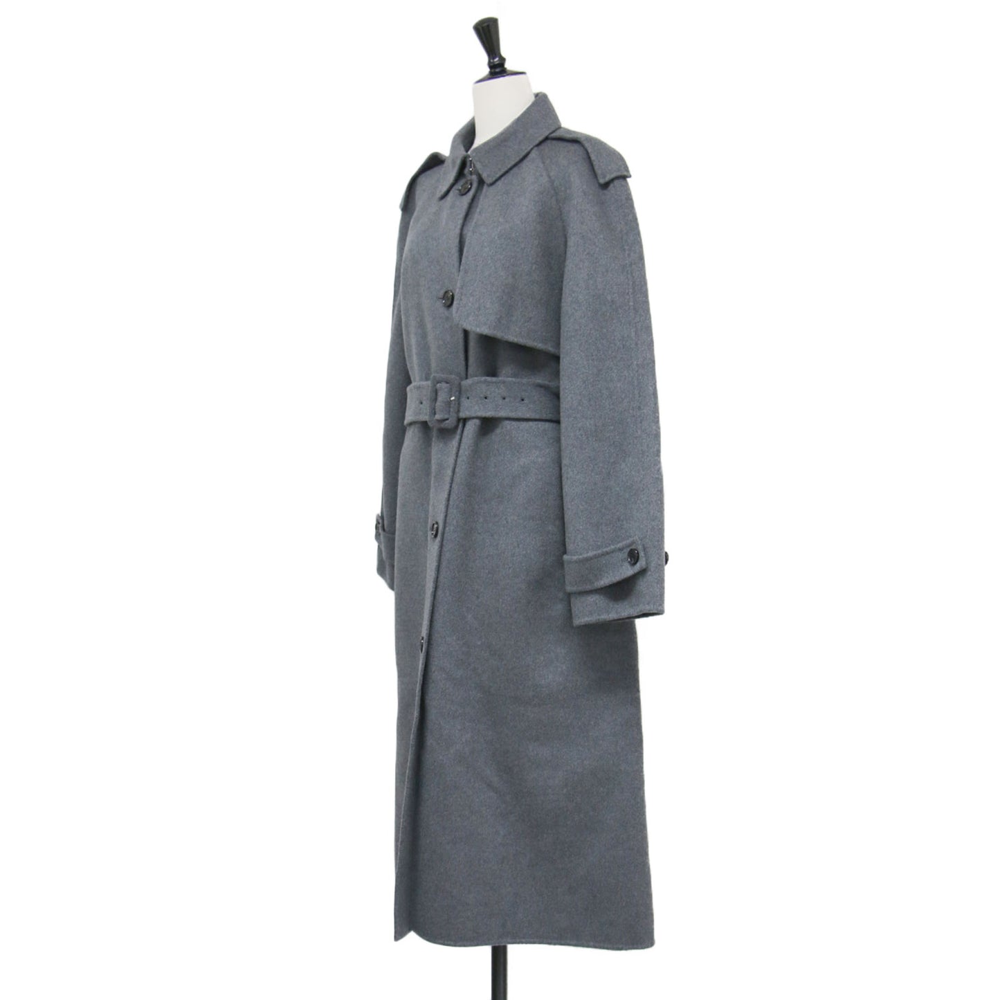 25秋冬 ベルト付き リバーコート / New Divide GC Trench Coat ロング丈 ダブルフェイス Iライン スリット ウール カシミヤ
