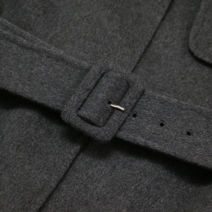 25秋冬 ベルト付き リバーコート / New Divide GC Trench Coat ロング丈 ダブルフェイス Iライン スリット ウール カシミヤ