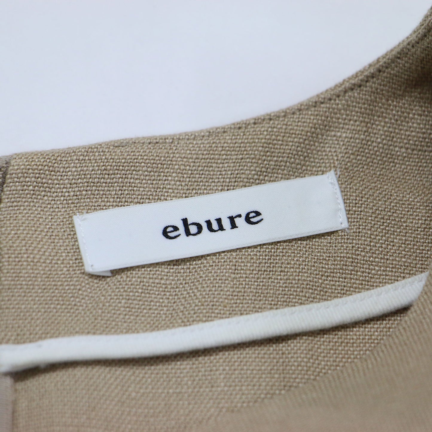 サッシュベルト付き ロング リネンワンピース / ドレス フレンチスリーブ Vネック フレア Aライン