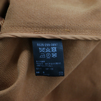 コットンツイル ベルテッド ワンピース / フレンチスリーブ 半袖 スタンドカラー ロング丈 膝下丈 共布ベルト ハーフボタン スリットリネン コットン