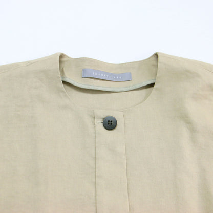 25春夏 ノーカラージャケット / Lush Linen Khloe Jacket 七分袖 ショート丈 クルーネック ボックスシルエット リネン