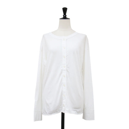 モイストタッチカーディガン / Cotton silk プルオーバー ボートネック 長袖 ドロップショルダー シルク リネン コットン