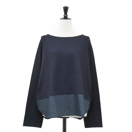 24秋冬 クリアウォッシャブル シャツコンビ プルオーバー / カットソー 長袖 ラグラン ヘムライン スリット ウール