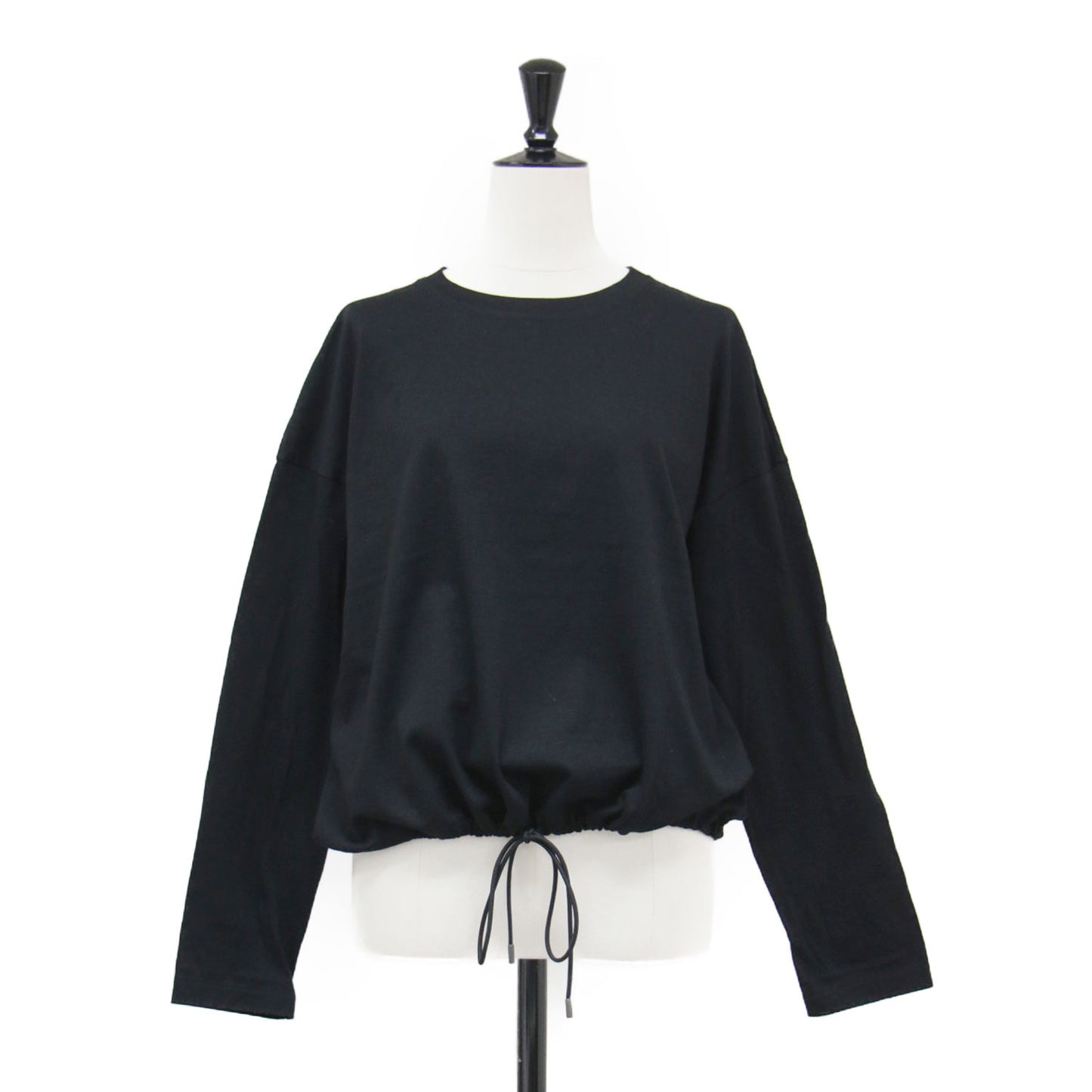 25秋冬 コットン ギャザー クロップドTシャツ / Luxe Jersey Alia Tee カットソー 長袖 クルーネック ロゴプリント