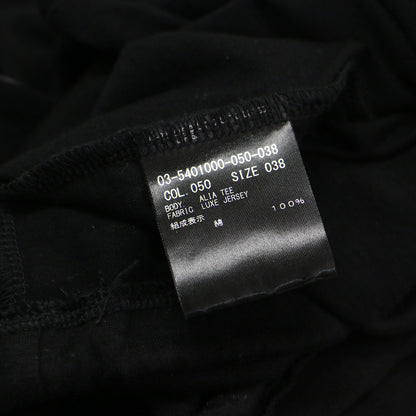 25秋冬 コットン ギャザー クロップドTシャツ / Luxe Jersey Alia Tee カットソー 長袖 クルーネック ロゴプリント