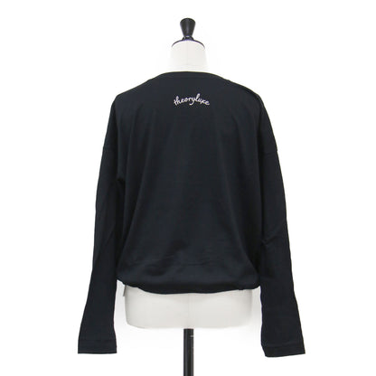25秋冬 コットン ギャザー クロップドTシャツ / Luxe Jersey Alia Tee カットソー 長袖 クルーネック ロゴプリント