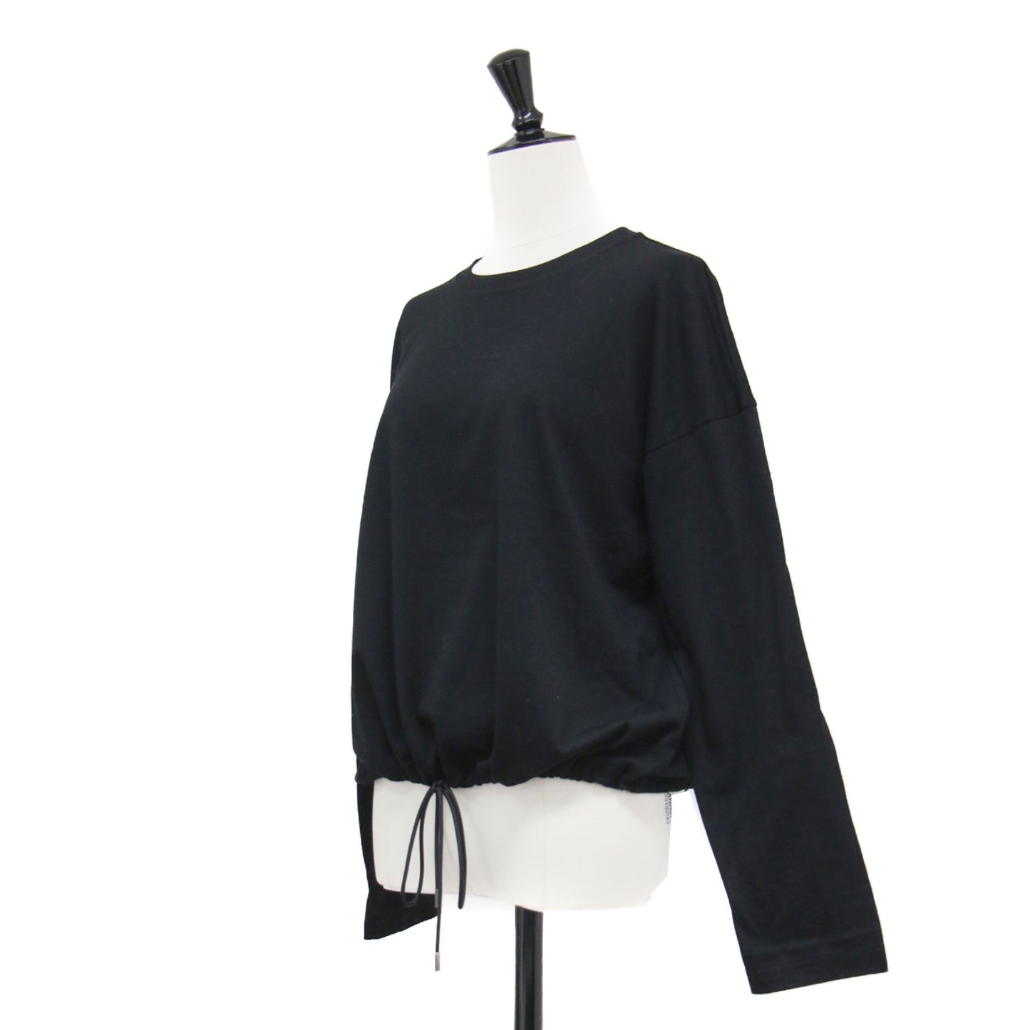 25秋冬 コットン ギャザー クロップドTシャツ / Luxe Jersey Alia Tee カットソー 長袖 クルーネック ロゴプリント