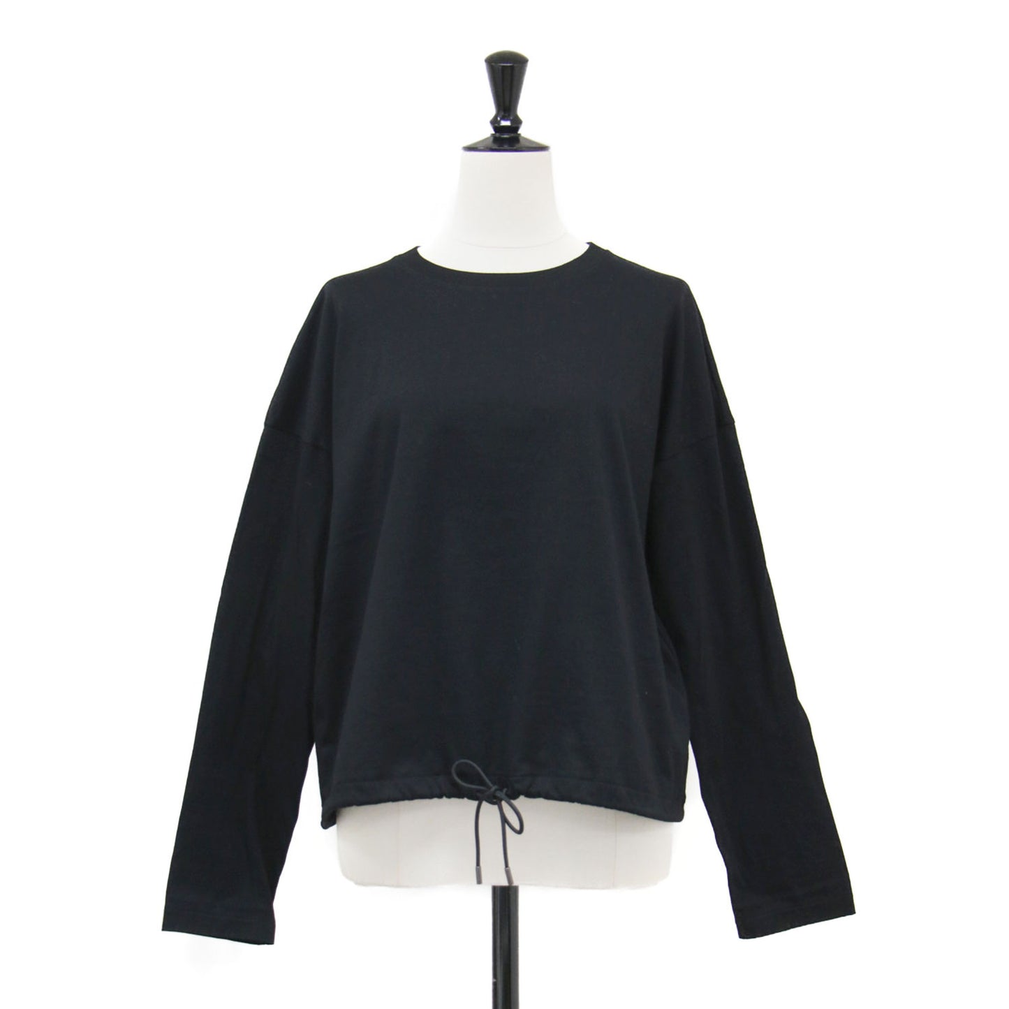 25秋冬 コットン ギャザー クロップドTシャツ / Luxe Jersey Alia Tee カットソー 長袖 クルーネック ロゴプリント