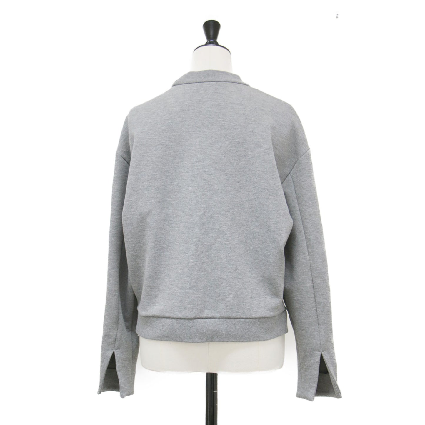 25秋冬 モックネック ミディ プルオーバー / Double Knit N Rib Neck Top スウェット 長袖 ドロップショルダー スリット
