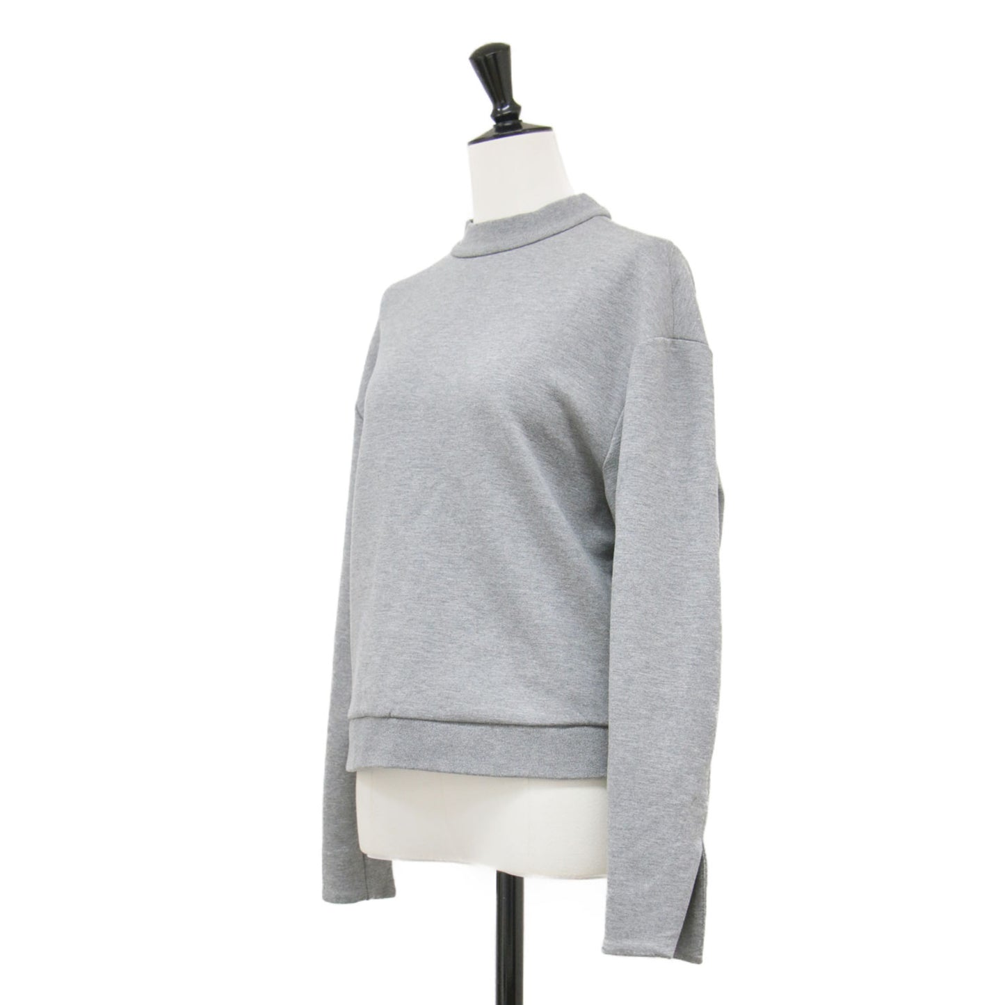 25秋冬 モックネック ミディ プルオーバー / Double Knit N Rib Neck Top スウェット 長袖 ドロップショルダー スリット