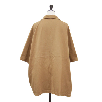 × FRAMeWORK 別注 26春夏 ハーフジップ ワイドTシャツ / JERSEY HALF ZIP TEE プルオーバー 5分袖 ラグラン ロゴ 刺繍 コットン