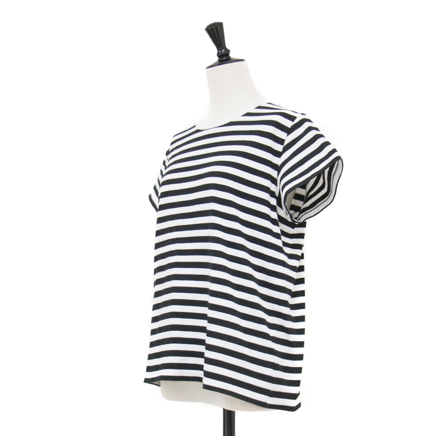 クルーネック ボーダーTシャツ / カットソー 半袖 コンパクト コットン