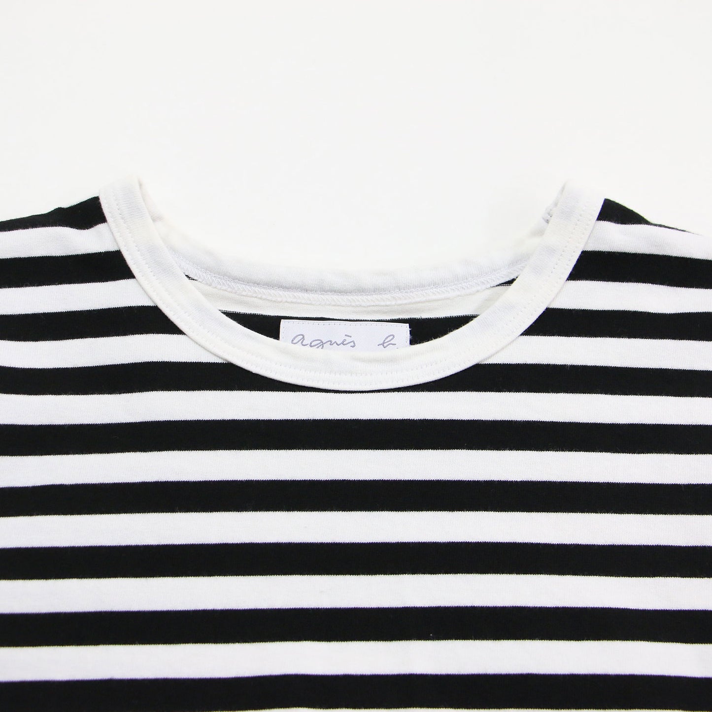 クルーネック ボーダーTシャツ / カットソー 半袖 コンパクト コットン
