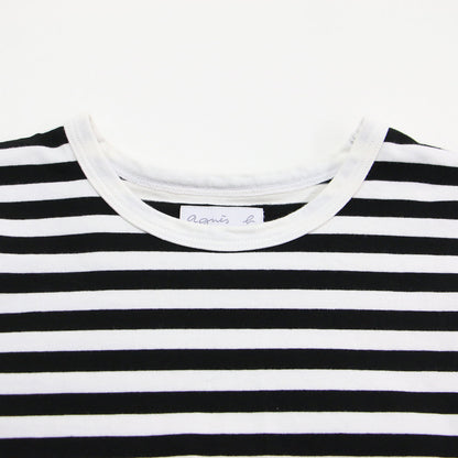 クルーネック ボーダーTシャツ / カットソー 半袖 コンパクト コットン