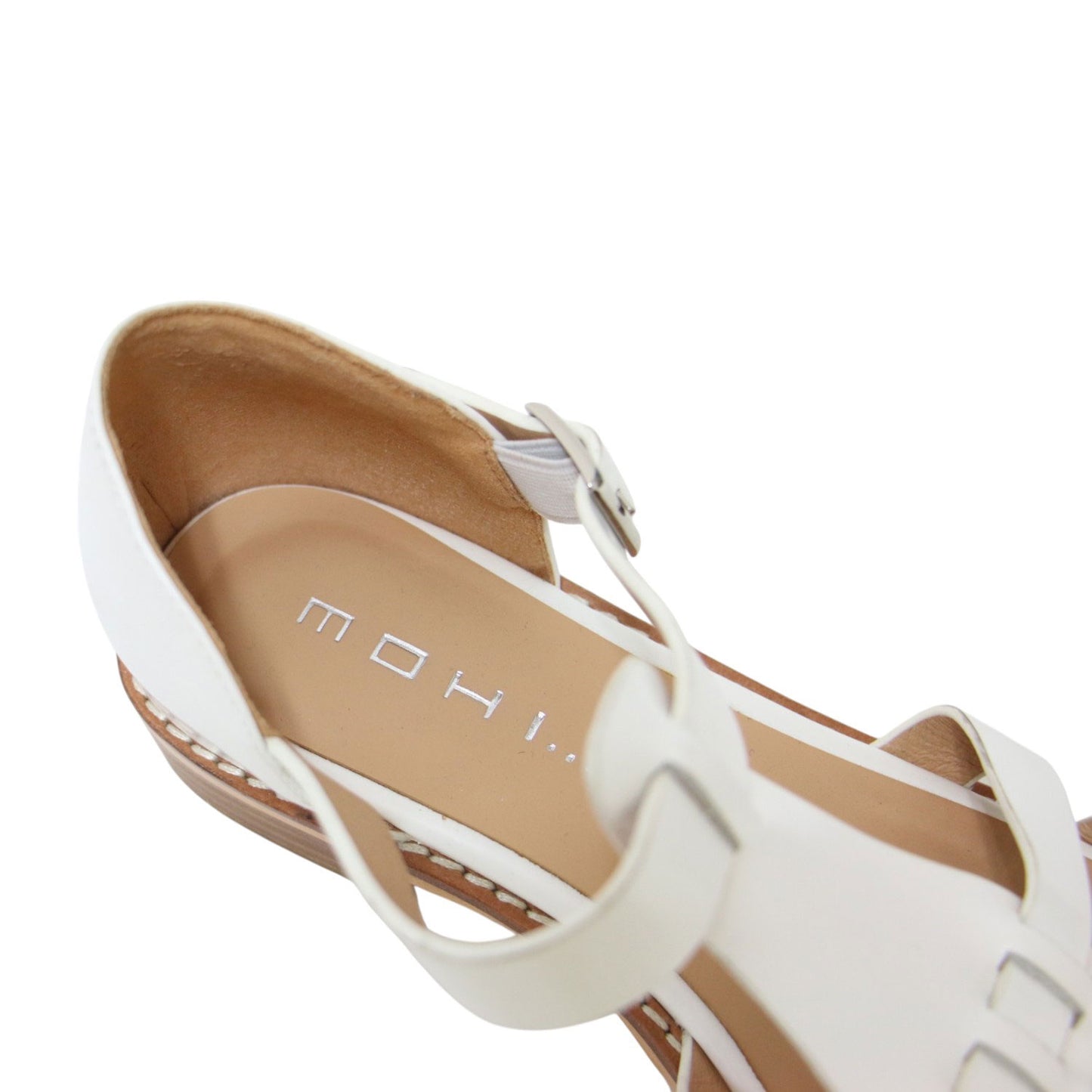 レザー ローヒール グルカサンダル / シューズ フラット ベルトストラップ