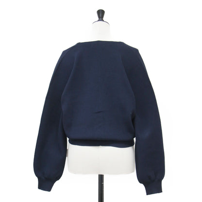 25春夏 パールコンビ Vネック カーディガン / ニット 長袖 ショート丈 ワイドスリーブ ミラノリブ コットン