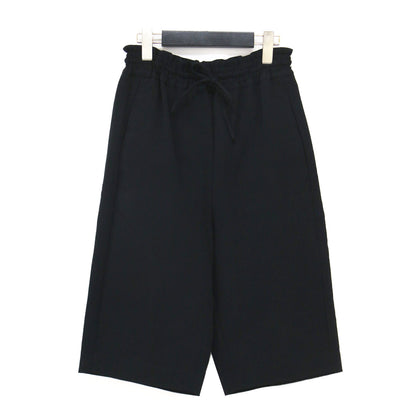 22春夏 コットン ダブルクロス センタープレス ショートトラウザー / ショートパンツ 膝上丈 ワイドシルエット ウエストゴム コットン ダブルクロス