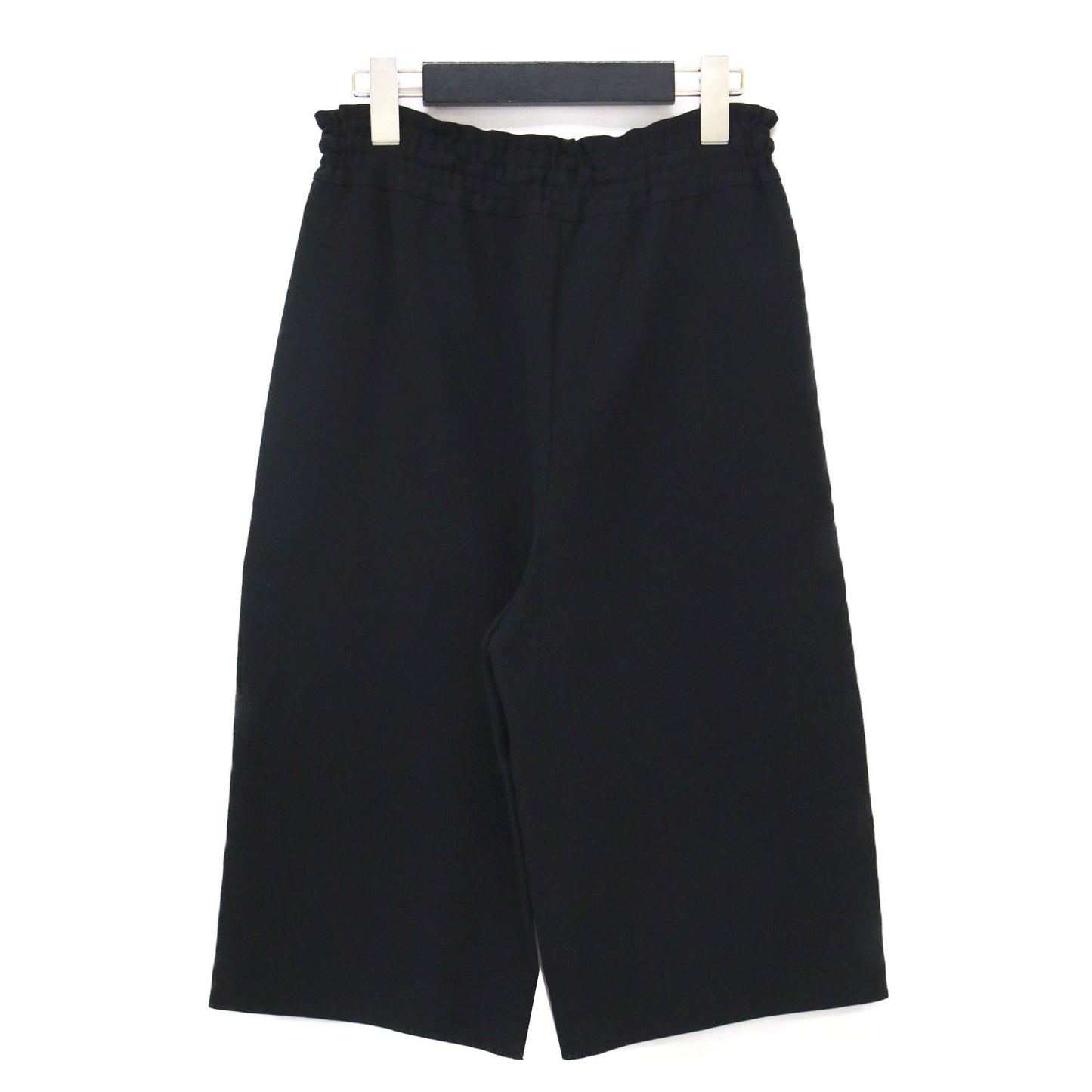 22春夏 コットン ダブルクロス センタープレス ショートトラウザー / ショートパンツ 膝上丈 ワイドシルエット ウエストゴム コットン ダブルクロス