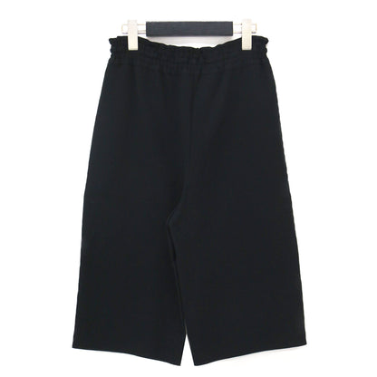 22春夏 コットン ダブルクロス センタープレス ショートトラウザー / ショートパンツ 膝上丈 ワイドシルエット ウエストゴム コットン ダブルクロス