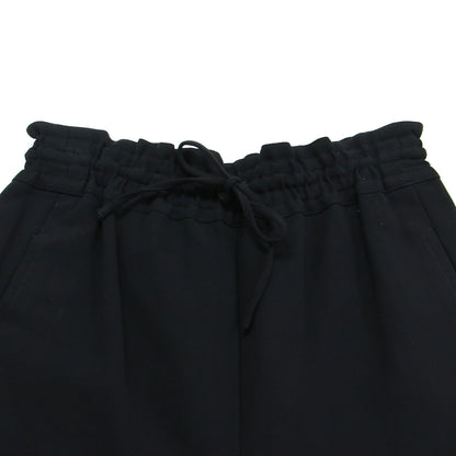 22春夏 コットン ダブルクロス センタープレス ショートトラウザー / ショートパンツ 膝上丈 ワイドシルエット ウエストゴム コットン ダブルクロス