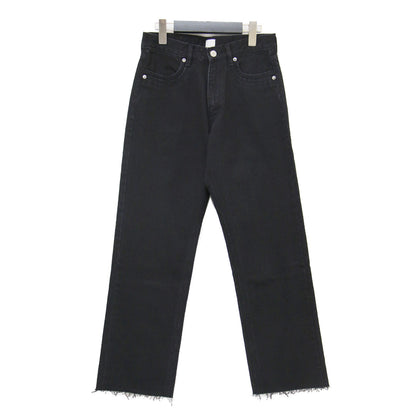 × plage 別注 25秋冬 ダブルポケット ストレート デニム / WPKT STRAIGHT DENIM ミドルライズ レザーパッチ カットオフ コットン