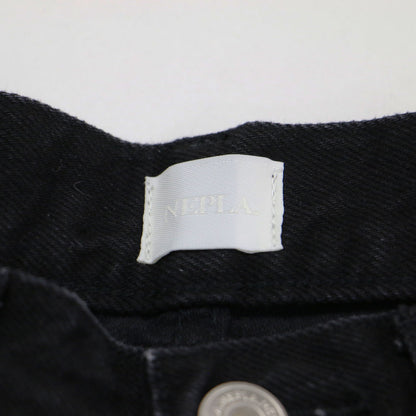 × plage 別注 25秋冬 ダブルポケット ストレート デニム / WPKT STRAIGHT DENIM ミドルライズ レザーパッチ カットオフ コットン