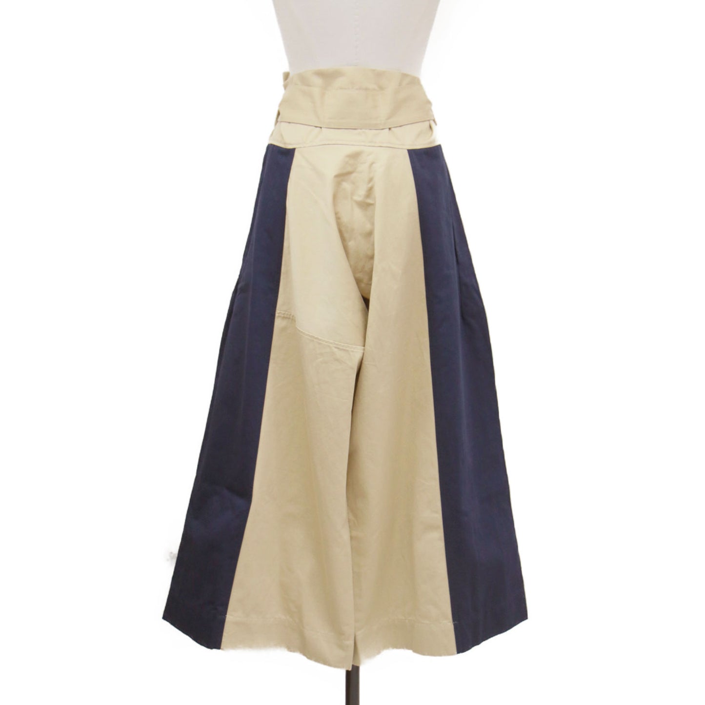 バイカラー ハイウエスト ワイドパンツ / Panelled Wide Leg Pant チノパン フレア リボン コットン
