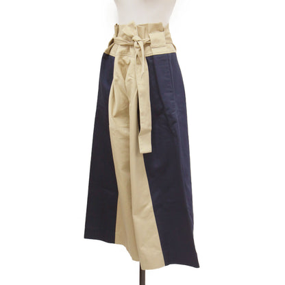 バイカラー ハイウエスト ワイドパンツ / Panelled Wide Leg Pant チノパン フレア リボン コットン