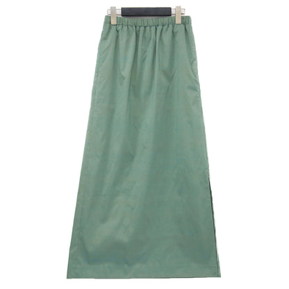 23春夏 コットン シルク ネップ ストレッチ ロングスカート / ウエストゴム ロング丈 Iライン スリット ストレッチ