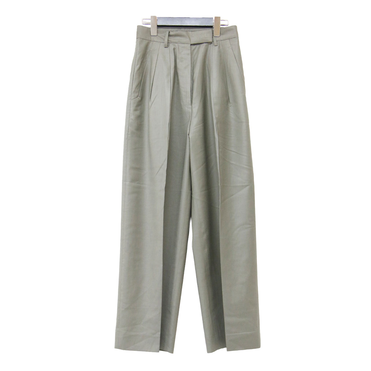 タック ワイド パンツ / TUCK WIDE PANTS フルレングス センタープレス 光沢